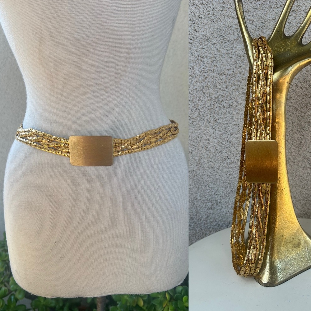 Vintage gold tone belt multi stands chains fits 30” by Christian Dior